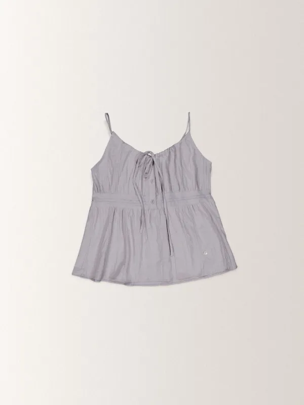 RIBBON BUTTON BLOUSE [ PALE BLUE ]