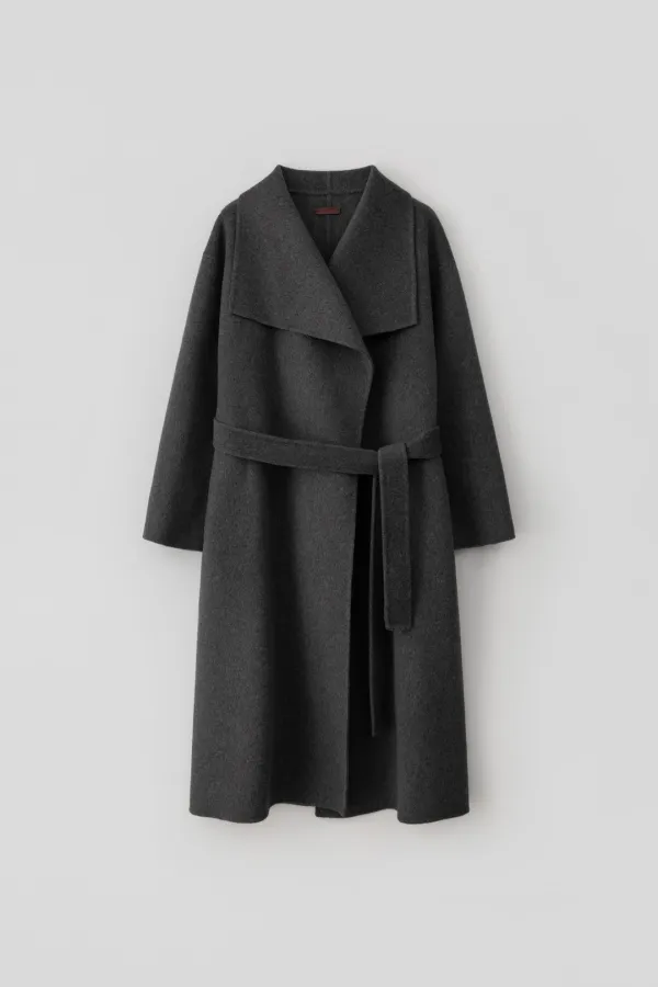 Drape Neck Coat_Charcoal