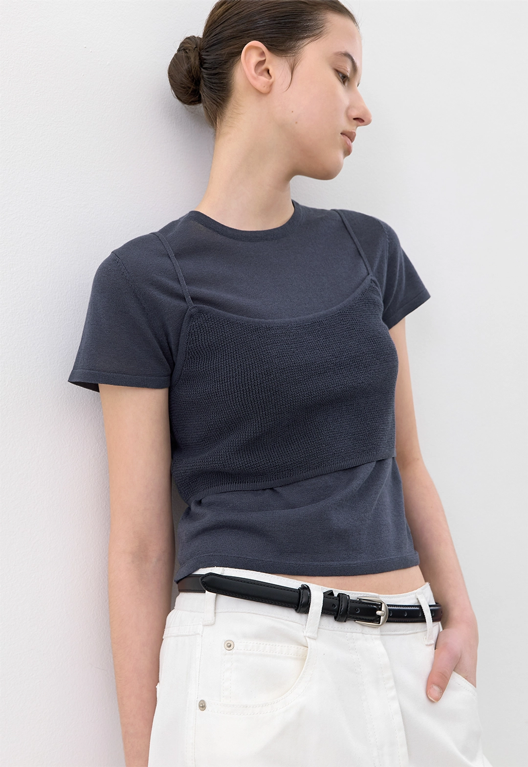 아뜰리에 나인 (T-7249)AN WAFFLE BUISTIER SET KNIT TOP 상품 이미지 3