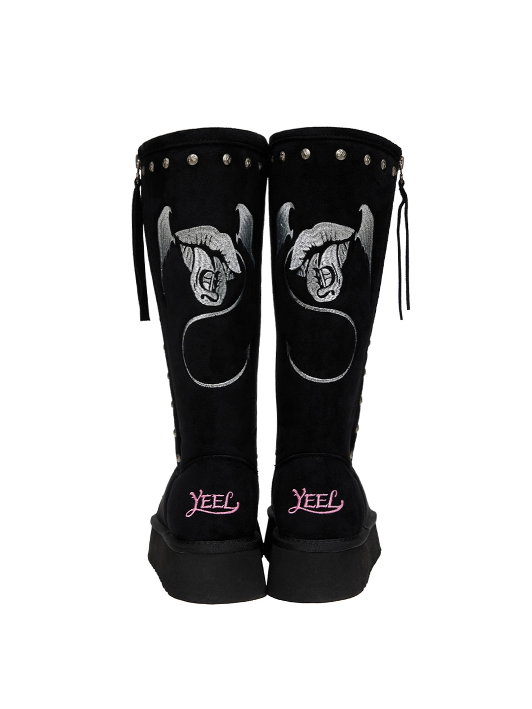 와이이이엘 DO I CARE X-RIVET SUEDE BOOTS BLACK 상품 이미지 2