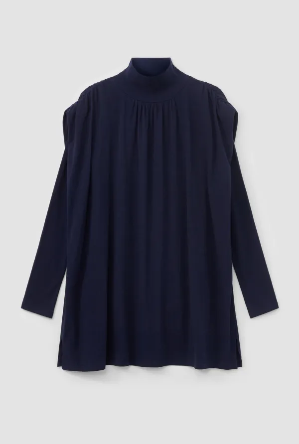 MOCK NECK LONG JERSEY TOP (DEEP NAVY)