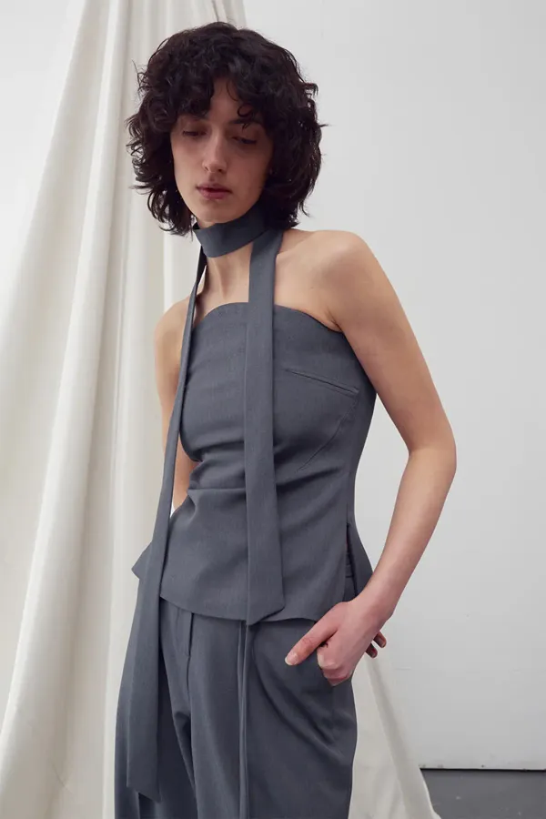 STRAPLESS TUBE TOP CHARCOAL