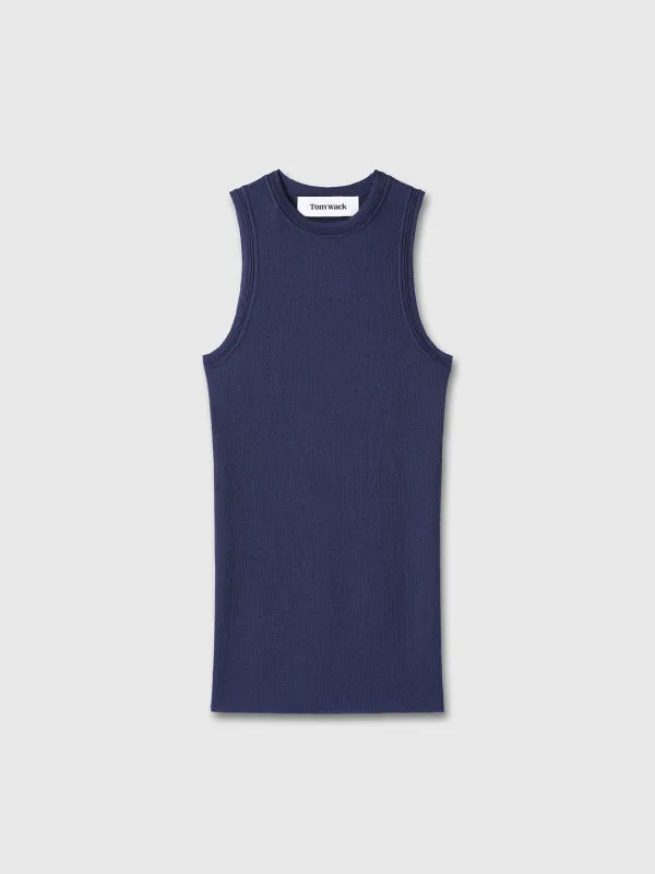 (W) WOOL CASHMERE RIBBED TANK TOP_ NAVY
