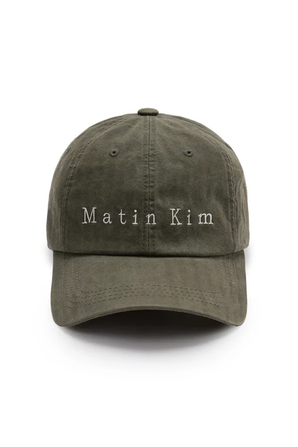 MATIN HERRINGBONE TYPO BALL CAP IN KHAKI