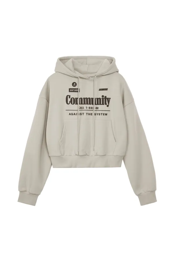 RR COMMUNITY CROPPED HOODIE - BEIGE