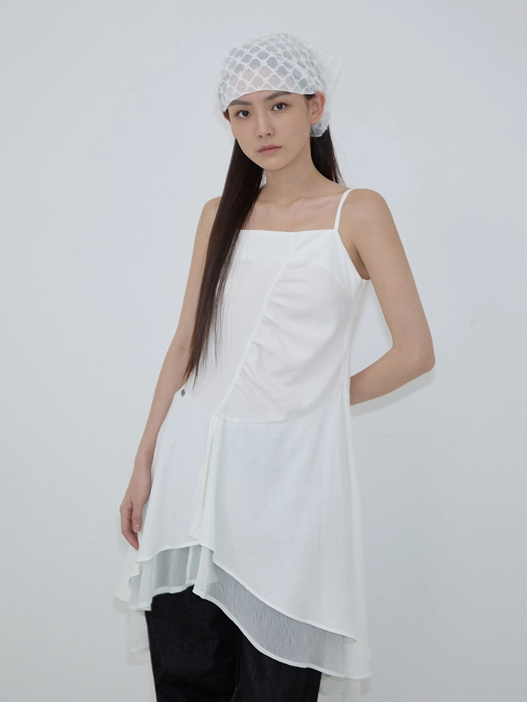 이네기 Drape Layered Slip Dress (white) 상품 이미지 1