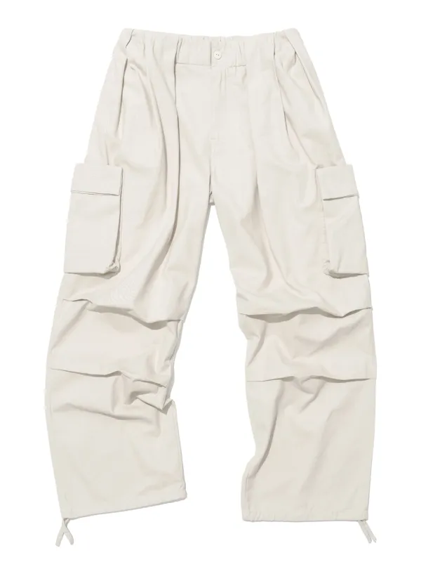 [WOMEN] GATHERED WAIST CARGO PANTS_ECRU