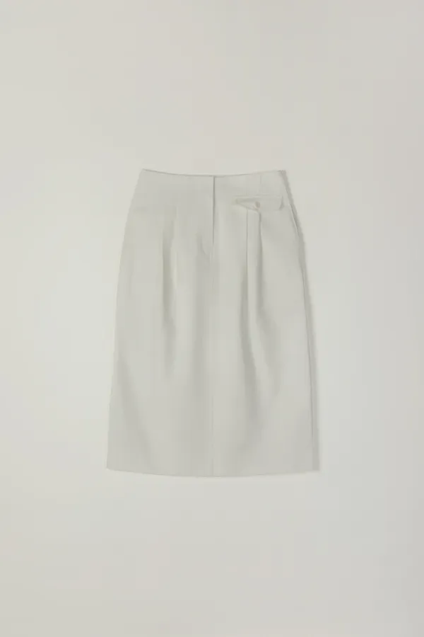 BRIT PINTUCK SKIRT_IVORY