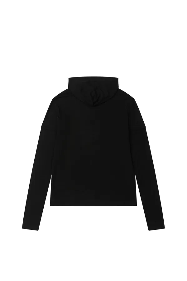 FAKE HOOD LONG SLEEVE IN BLACK