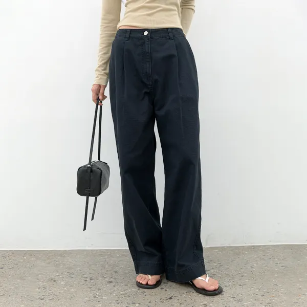 (PT-5806)BANDING TUCK COLOR DENIM PANTS