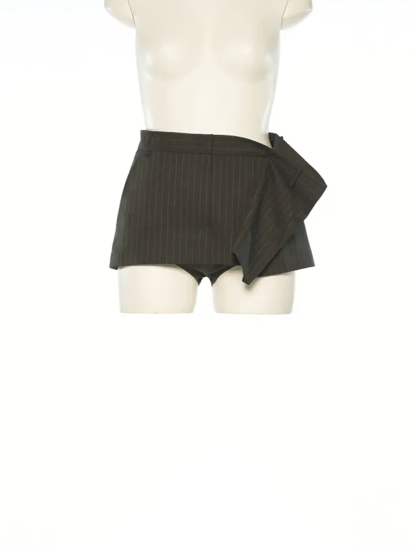 PS25 KHAKI STRIPE SIDE FOLDED SKORTS