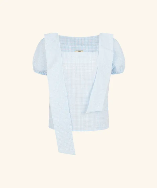 Salty Ribbon Half Blouse (Sky Blue)