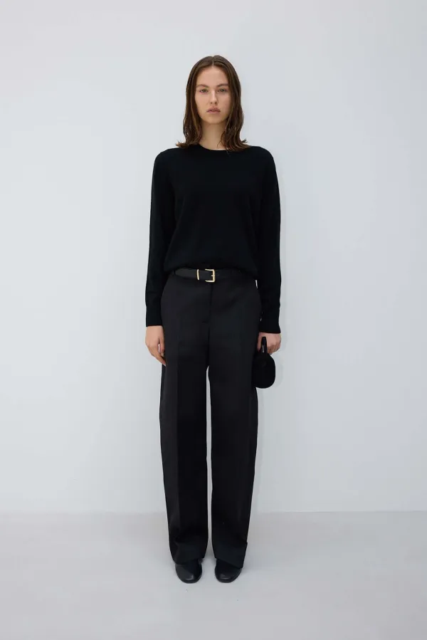 Cashmere100 crew-neck pullover_black