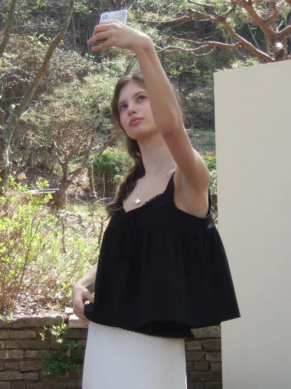 [SET] Rati strap sleeveless blouse (black)+Rosa lace sleeveless (black)