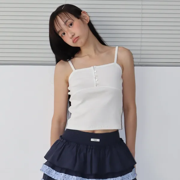 HEART BUTTON GOLGI SLEEVELESS WHITE