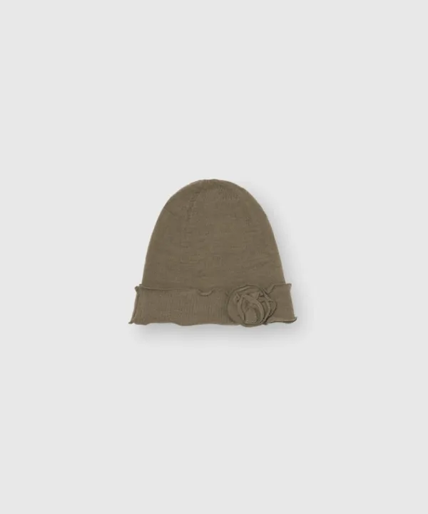 Rosette knit beanie (Beige)