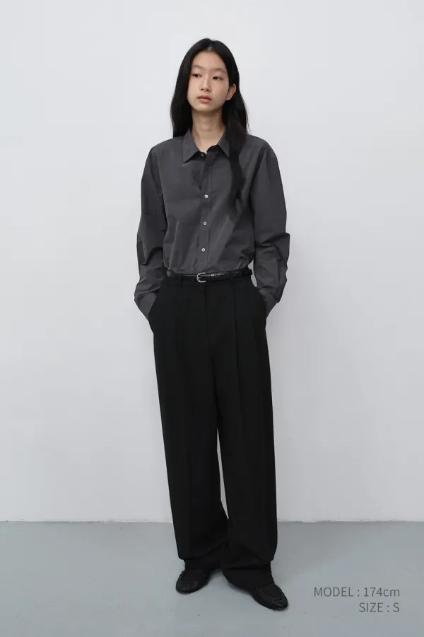 [EXCLUSIVE] UNISEX REFINED COTTON SHIRT WASHED BLACK_UDSH6C101BK