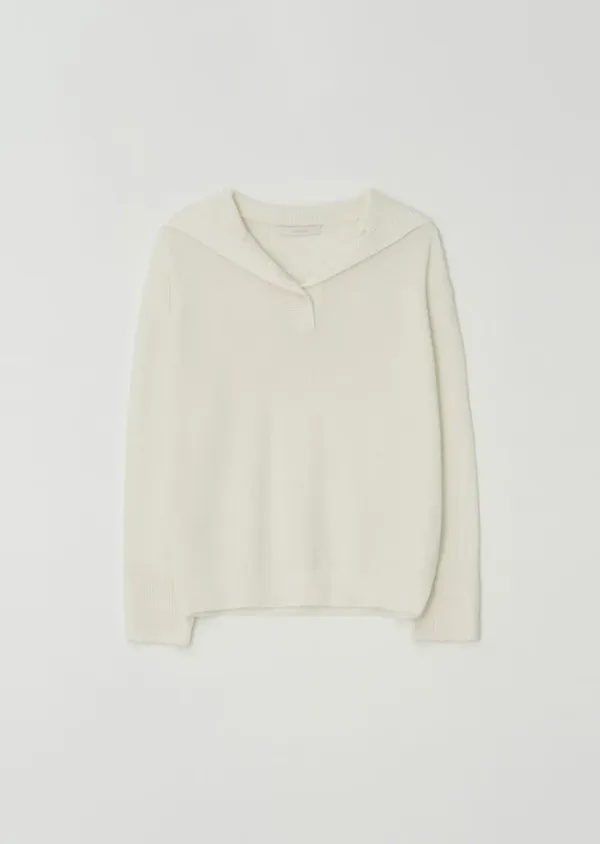[60%] sailor collar knit top-ivory