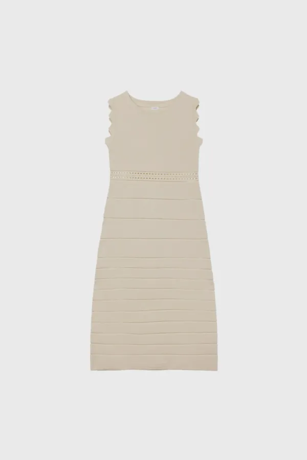 Lace Knit Dress (Ivory / Beige / Dark Gray)
