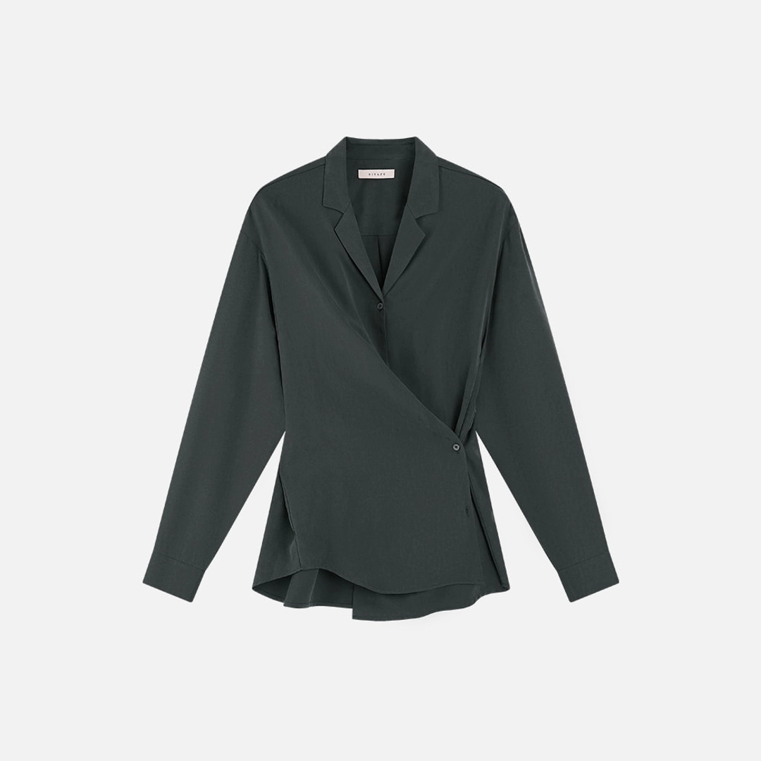 시야쥬 SITP5306 소프트 오픈 카라 랩 셔츠_Midnight navy 상품 이미지 2