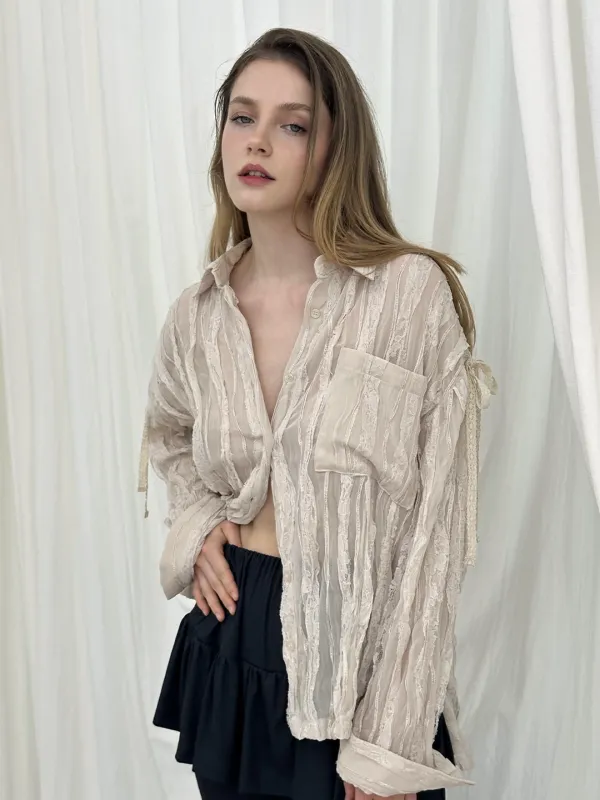 TRIMMING TAPE SHIRT / BEIGE