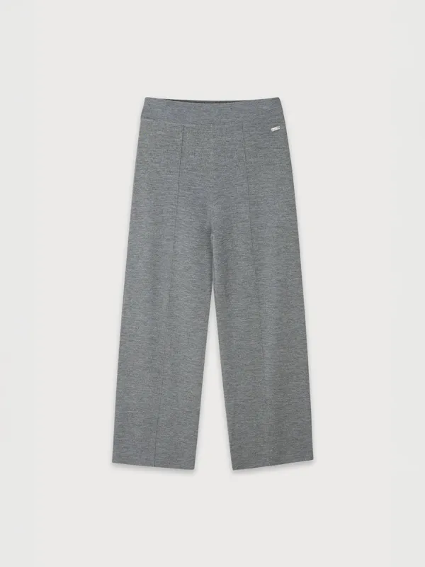[ESSENTIEL][Wool 100%] MER Merino Wool Semi-Wide Knit Pants_Gray