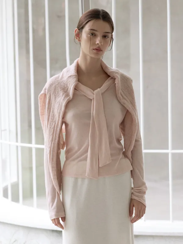 U-neck scarf top - Pink