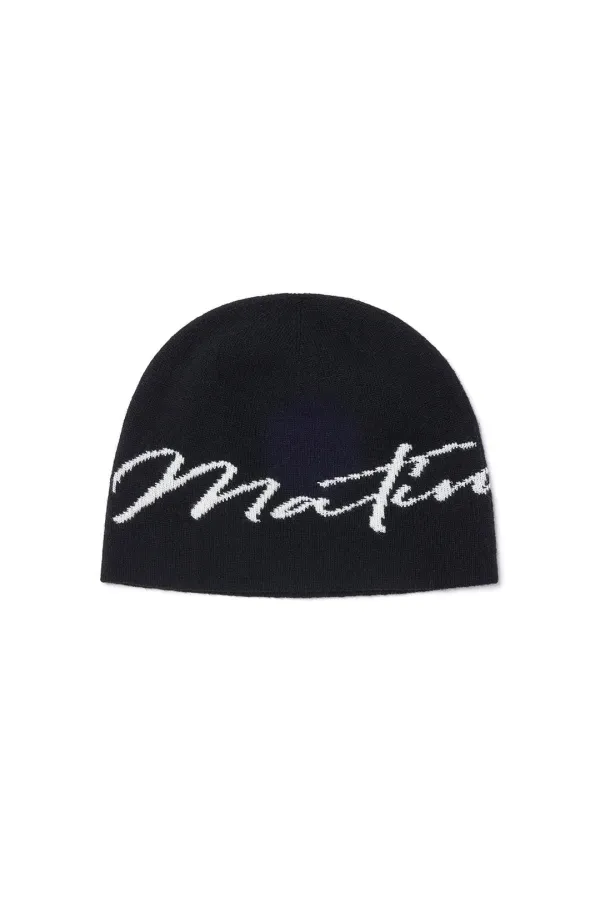 MATIN LOGO SCRIPT BEANIE IN BLACK