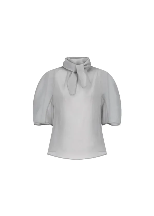 Knotted Collar Top, Grey