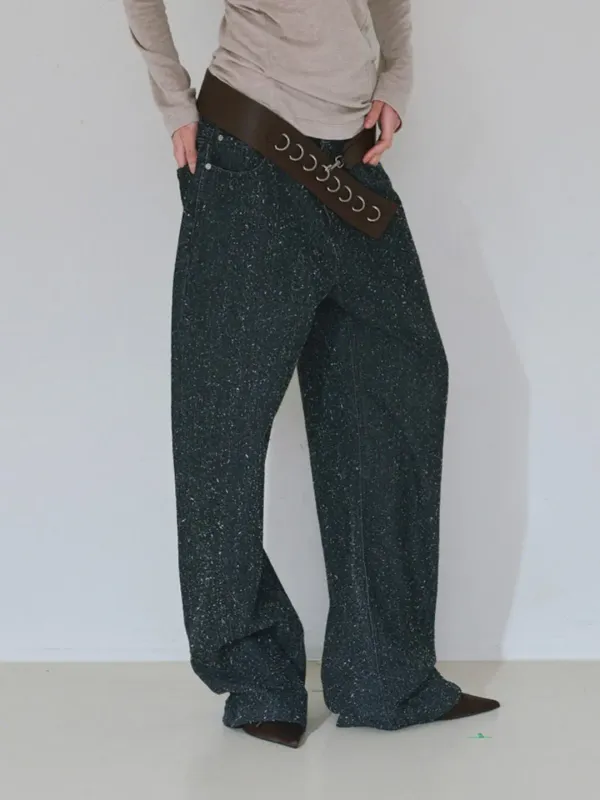 Boucle Straight Jeans [Black]