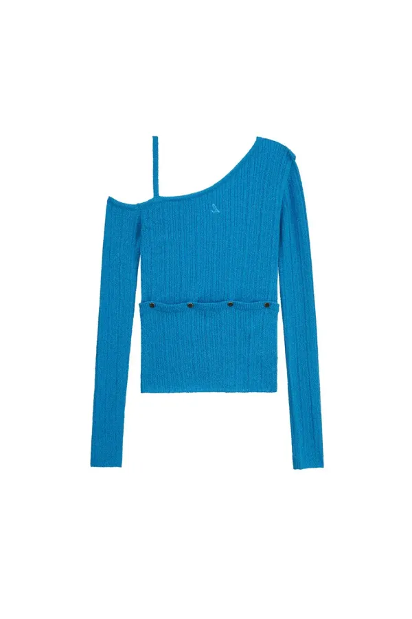 [3RD] TWO WAY RIBBED OFF SHOULDER KNIT TOP V2 (MARINE BLUE)