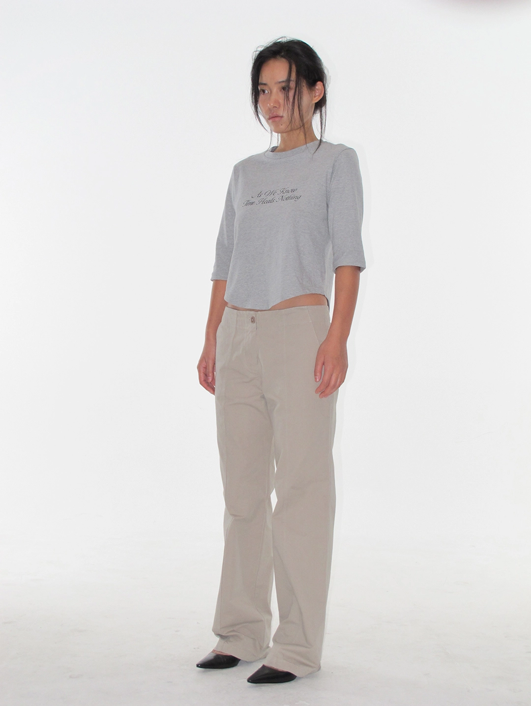 쏘딩키브레드 Nothing Printing Gray T-shirt 상품 이미지 2