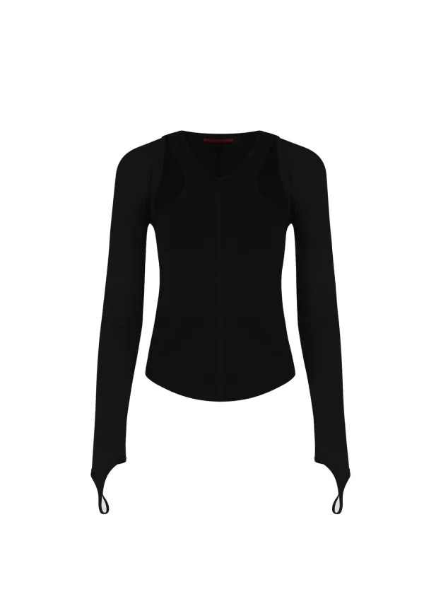 BOLERO HOLE TOP, BLACK