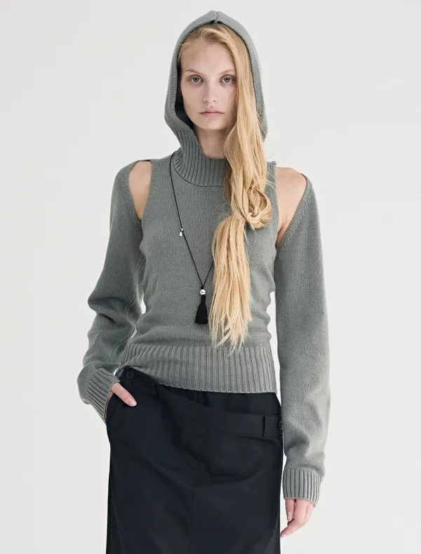 HOODED BOLERO KNIT [KHAKI]