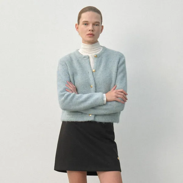 (Z-CD-2157)ADORE TWEED KNIT CARDIGAN