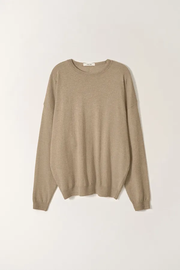 [지나정 Pick]라운드넥 루즈핏 니트 (Melange beige)_2GSUKN10