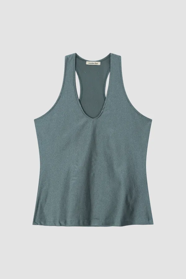 GLITTER HALTER TOP_TEAL GREY