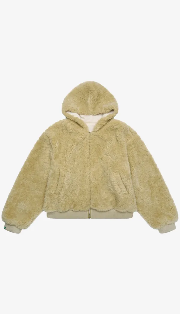 276. Fluffy Zip-up _ Light Khaki