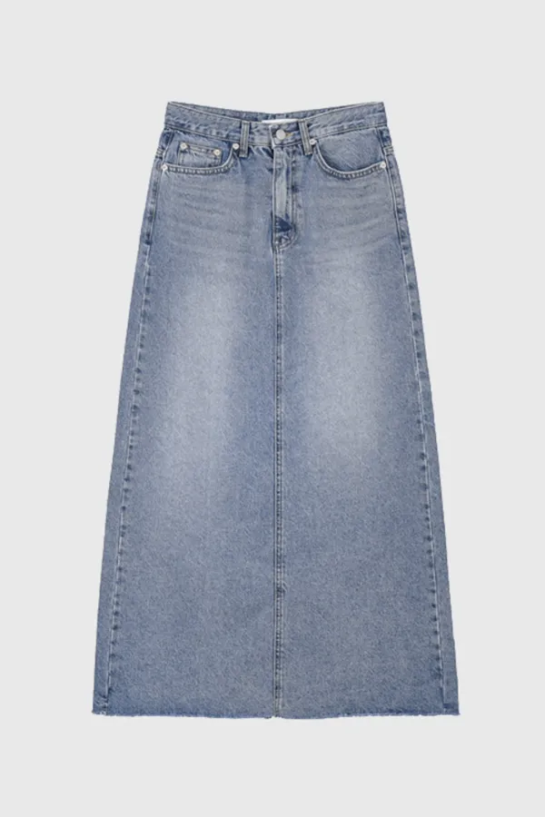 Long Slit Denim Skirt