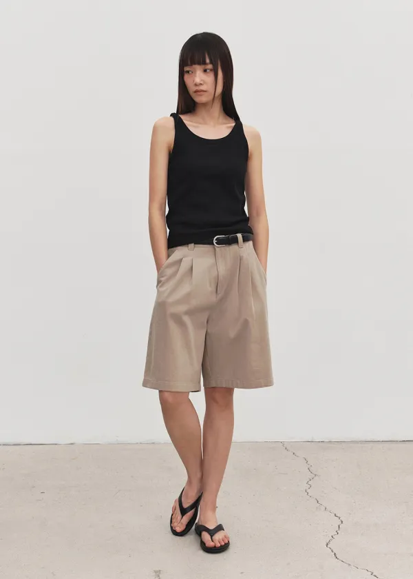 90s pintuck half pants (beige)
