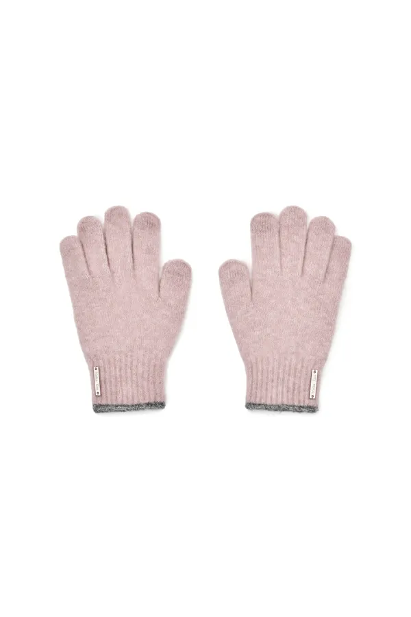 BOUCLE KNIT GLOVES IN PINK
