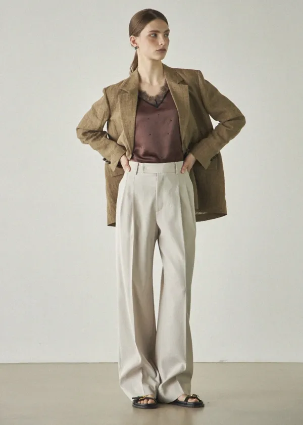 TWO PINTUCK SLACKS_IVORY