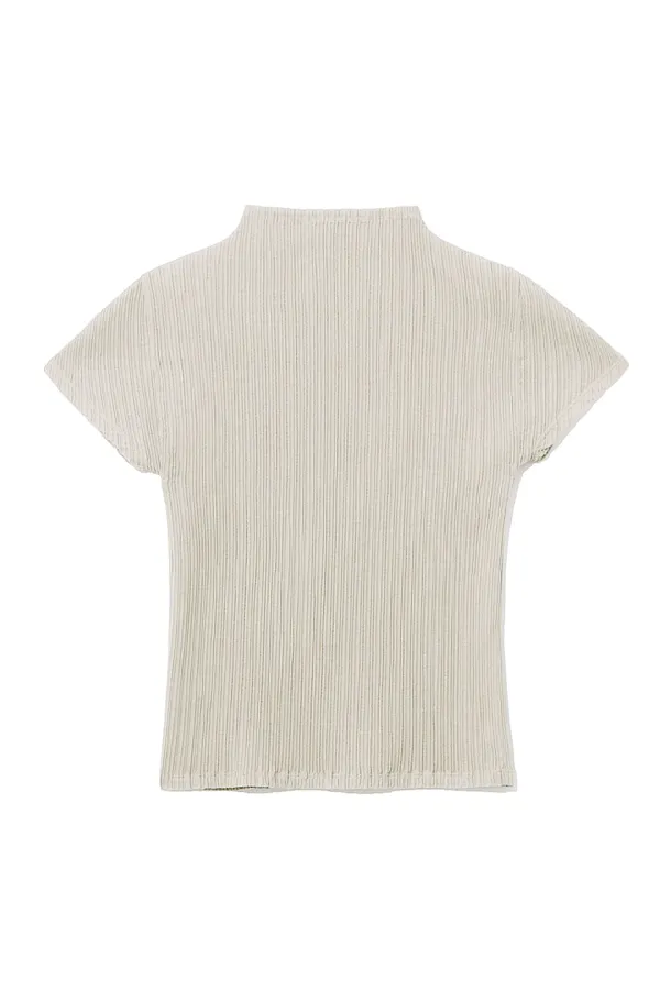 AUBE PLEATS MOCKNECK TOP [LIGHT GREY]