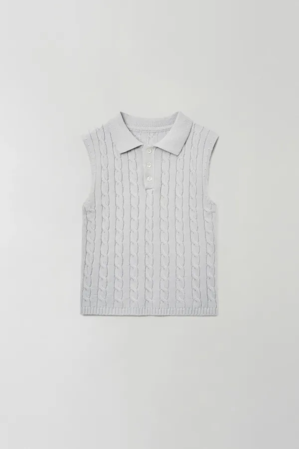 mer cable knit top (sky)