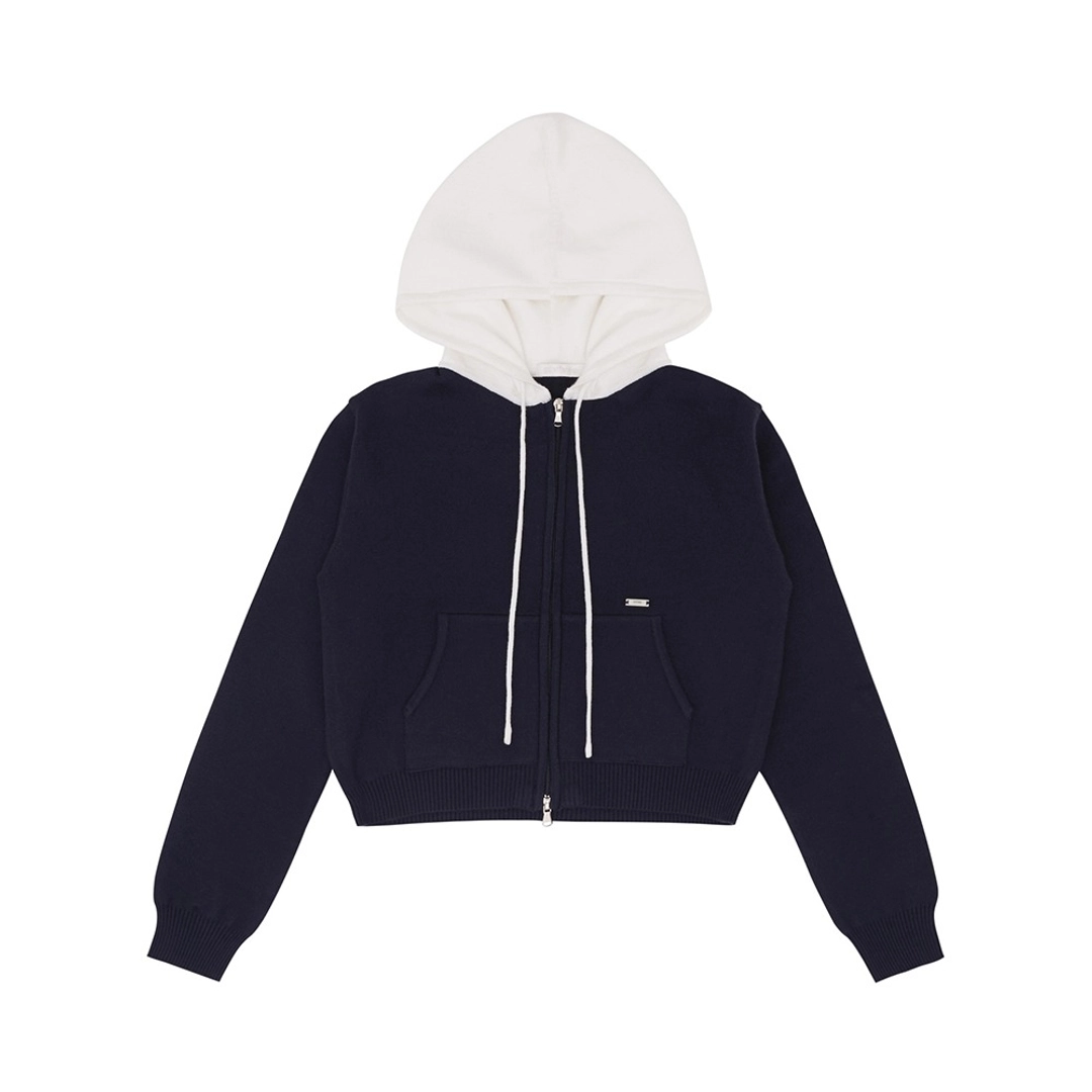 피브비 Two-tone Hooded Knit Zip-up Jumper (ocean navy) 상품 이미지 1