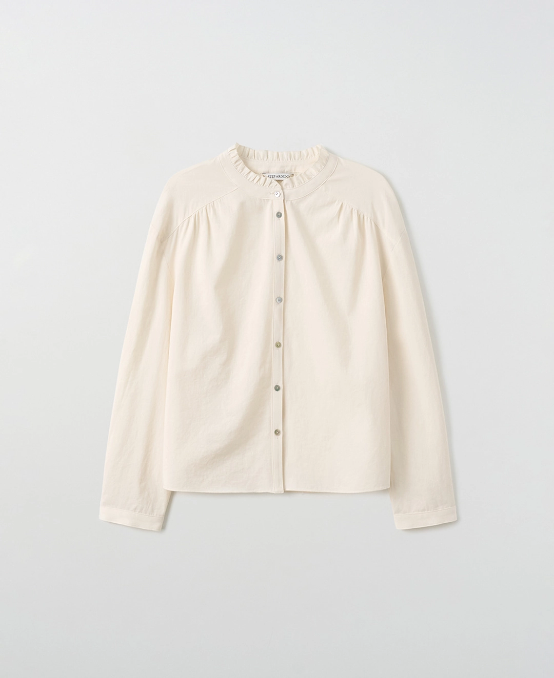 스텝어라운드 Ruffle Shirring Cotton Blouse_CREAM 상품 이미지 2