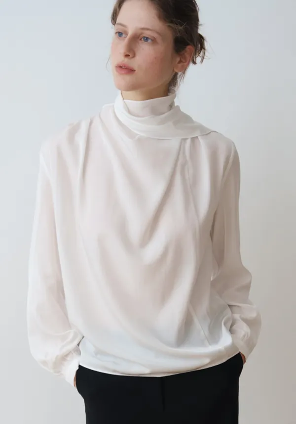 VINE DRAPE TIE BLOUSE_IVORY_OF1C2XBL01IVY