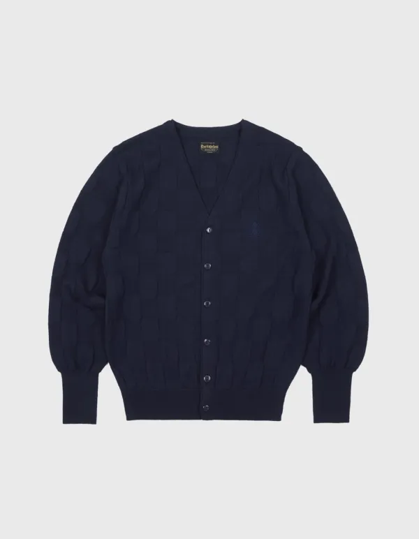 HFC CREST CHECKED CARDIGAN / Navy