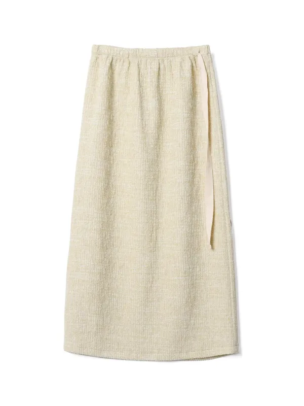 Melange Knit Long Skirt - Sage Green