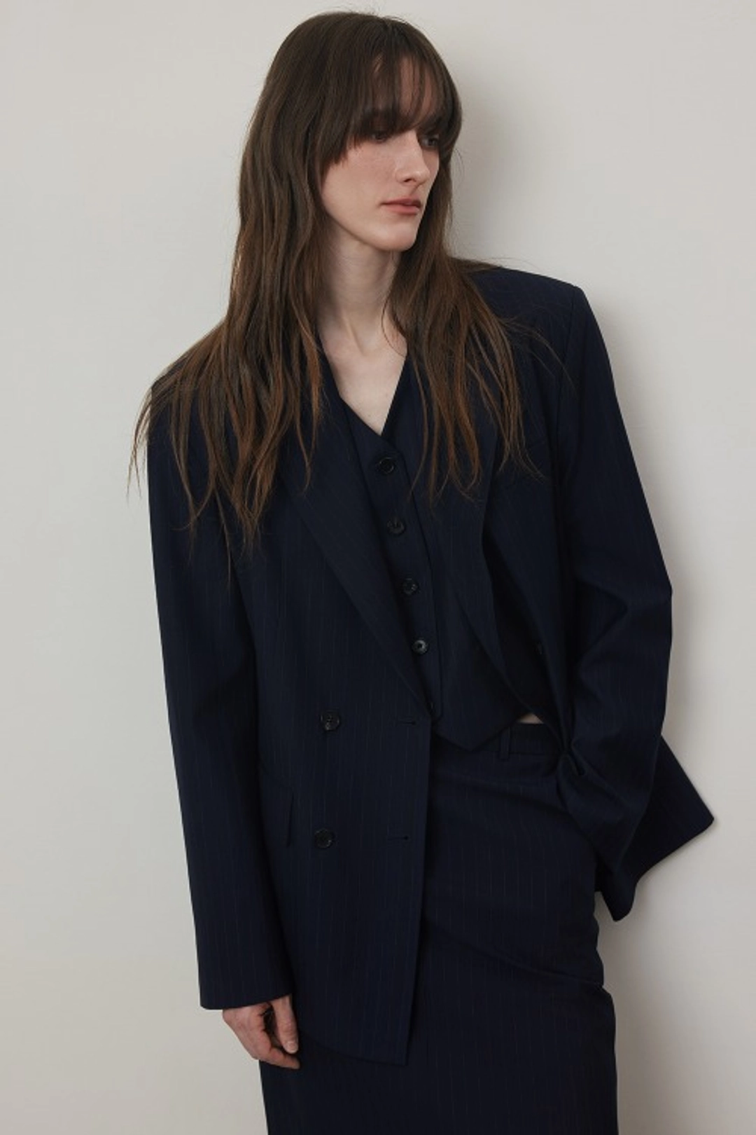 퀸스래빗 Stripe Four Set Up Suit-Overfit Double Breast Jacket 상품 이미지 2